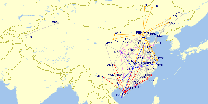 海南航空航线图图片