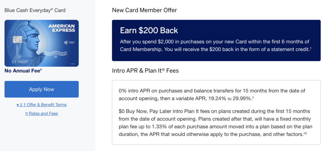 AmEx Blue Cash Everyday (BCE) 信用卡【2024.8 零年费$200开卡奖励】 | 北美牧羊场