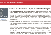 Bank of America Atmos Rewards 商务卡 – 消费 $5,000 得 85,000 Alaska 积分 + Companion Fare